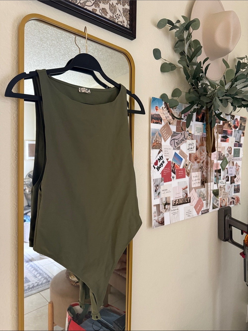 Free People Olive Green Women's Sleeveless Bodysuit